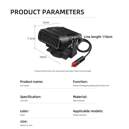 Calefactor para coche de 12 V con funciones de desempañador, calefacción y ventilador de aire frío