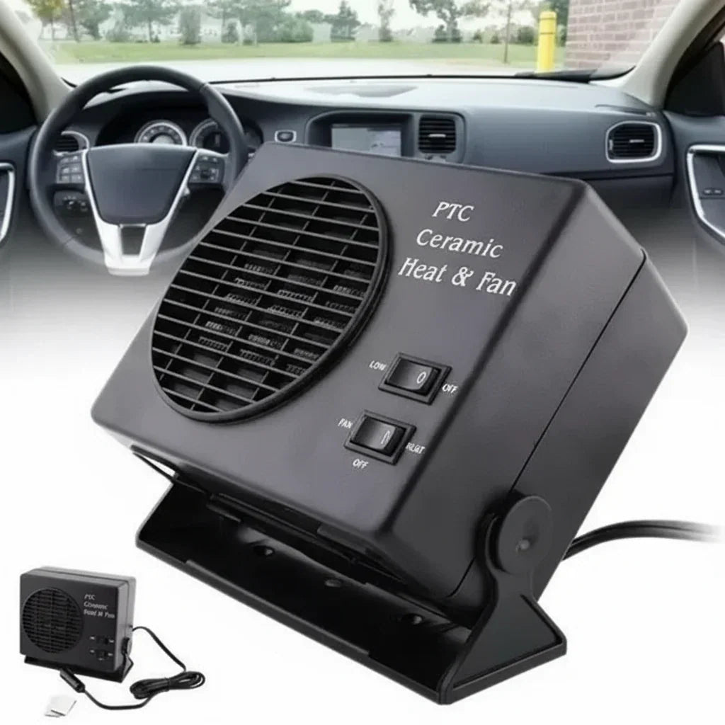Calefactor y ventilador cerámico para coche de 12 V | 150 W-300 W | Desempañador portátil con termostato automático