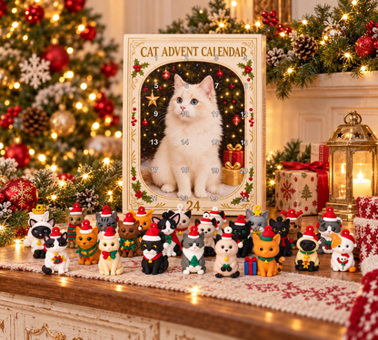 Calendario de Adviento 3D de gatos con cuenta atrás para las fiestas navideñas