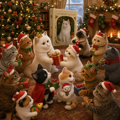Calendario de Adviento 3D de gatos con cuenta atrás para las fiestas navideñas