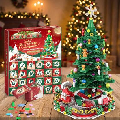 Calendario de Adviento Árbol de Navidad de Bloques, 24 Cajas para un Gran Árbol con Luces