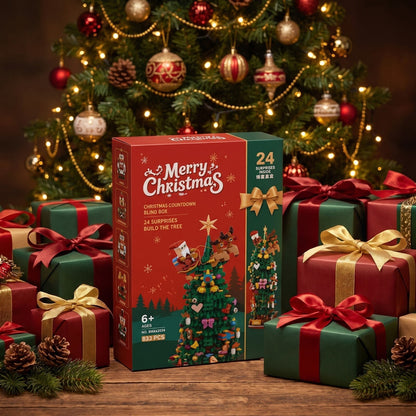 Calendario de Adviento Árbol de Navidad de Bloques, 833 Piezas en 24 Cajas Sorpresa