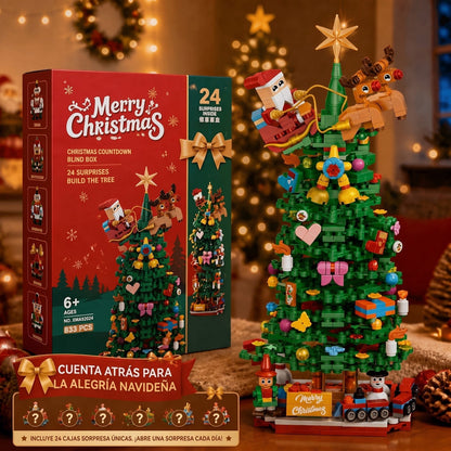 Calendario de Adviento Árbol de Navidad de Bloques, 833 Piezas en 24 Cajas Sorpresa