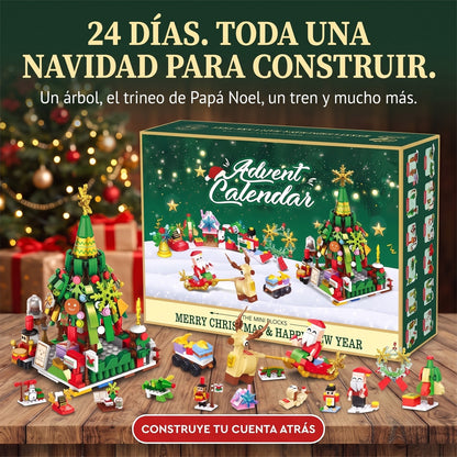 Calendario de Adviento Árbol de Navidad y Trineo de Papá Noel, 24 Miniconstrucciones