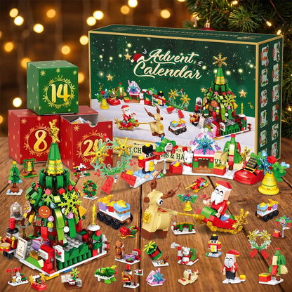 Calendario de Adviento Árbol de Navidad y Trineo de Papá Noel, 24 Miniconstrucciones