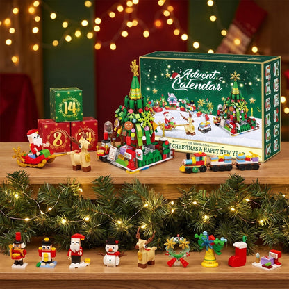 Calendario de Adviento Árbol de Navidad y Trineo de Papá Noel, 24 Miniconstrucciones