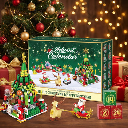 Calendario de Adviento Árbol de Navidad y Trineo de Papá Noel, 24 Miniconstrucciones