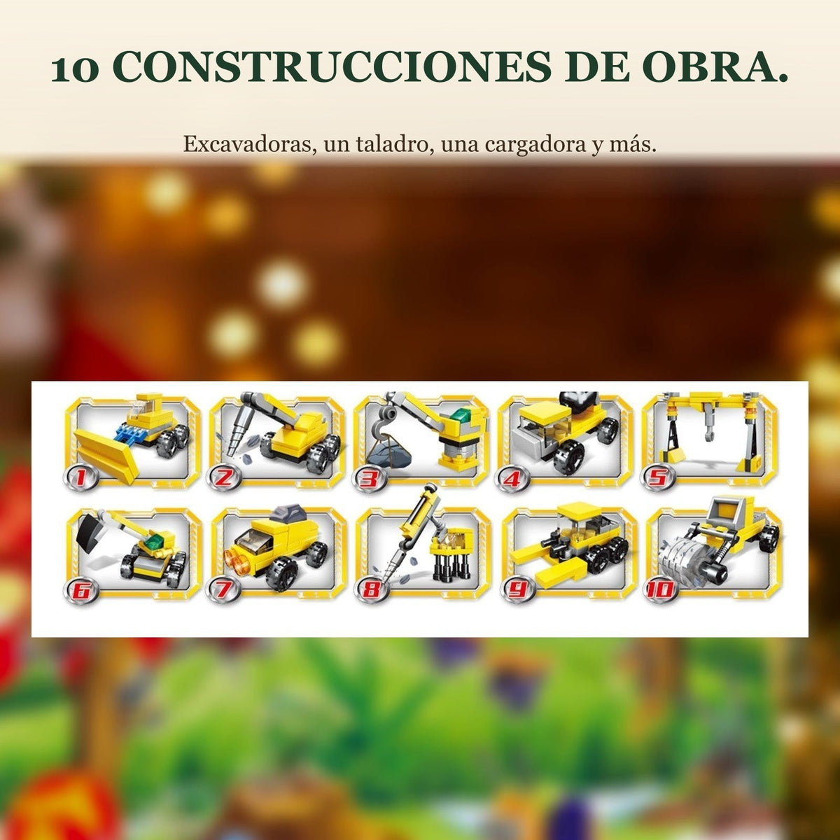 Calendario de Adviento Bomberos y Obras, Minivehículos de Bloques + Grandes Construcciones