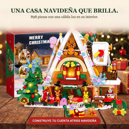 Calendario de Adviento Casa Nevada de Navidad, 898 Piezas con Luz Interior