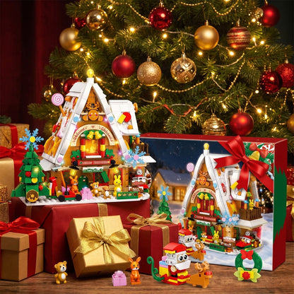 Calendario de Adviento Casa Nevada de Navidad, 898 Piezas con Luz Interior