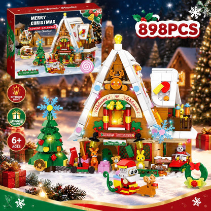 Calendario de Adviento Casa Nevada de Navidad, 898 Piezas con Luz Interior