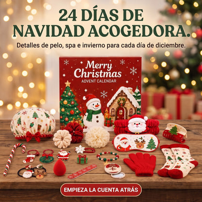 Calendario de Adviento de Accesorios Navideños, 24 Días de Pelo, Spa e Invierno