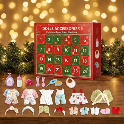 Calendario de Adviento de Accesorios para Muñecas, 24 Días de Ropa y Cuidado del Bebé