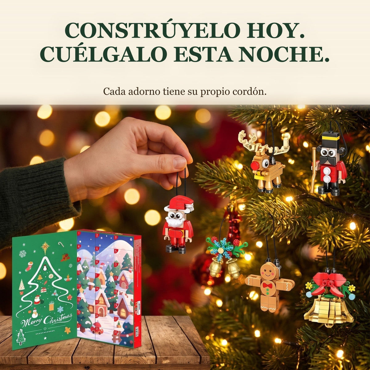 Calendario de Adviento de Adornos de Bloques, 24 Construcciones para Colgar, 700 Piezas