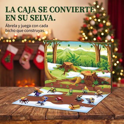 Calendario de Adviento de Bichos e Insectos para Niños, 24 Construcciones + 2 Secretas