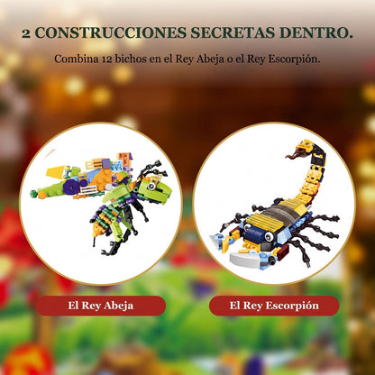 Calendario de Adviento de Bichos e Insectos para Niños, 24 Construcciones + 2 Secretas