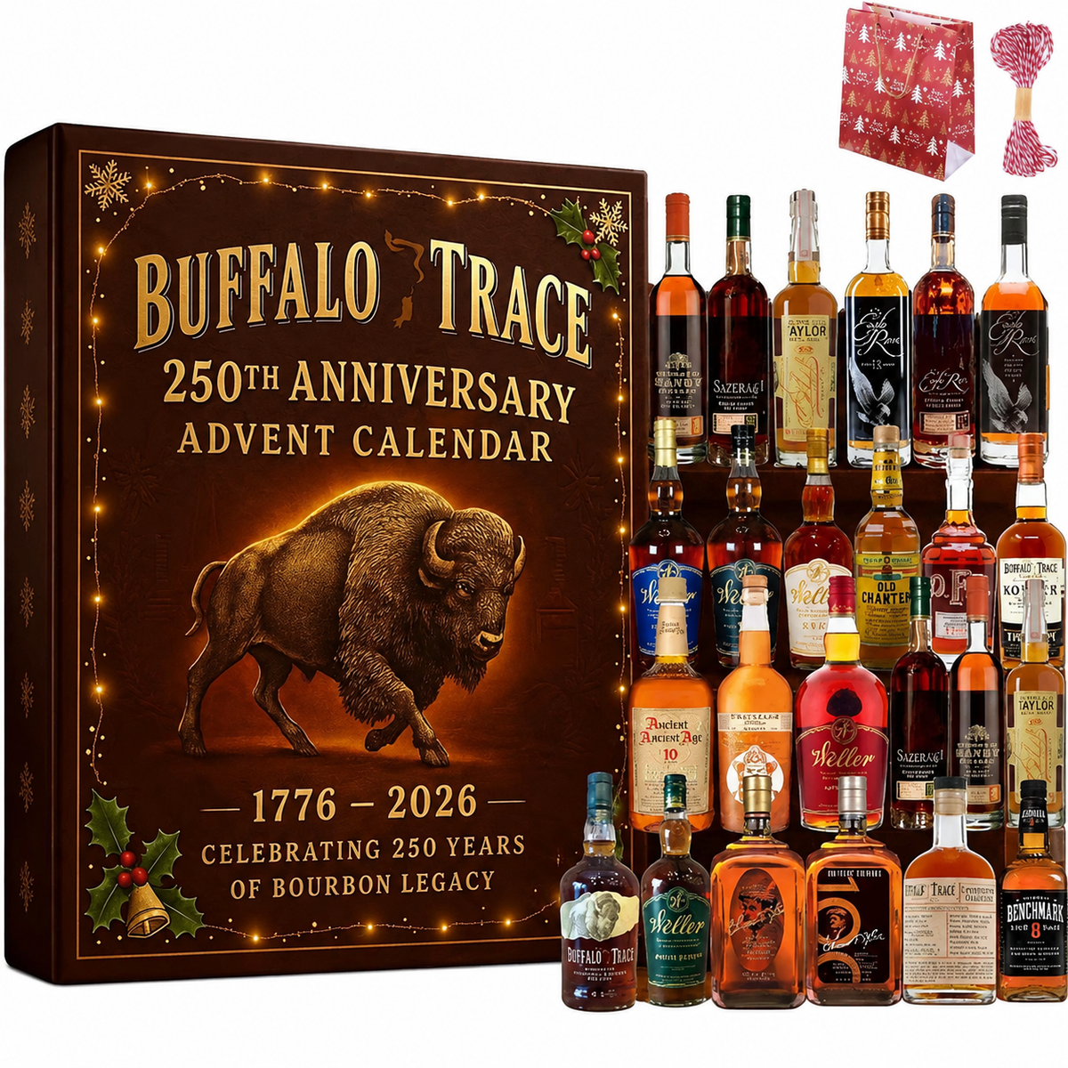 Calendario de Adviento con cuenta atrás de whisky y bourbon para regalo y decoración