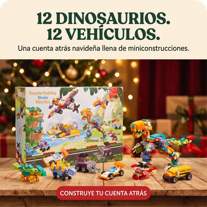 Calendario de Adviento de Dinosaurios y Vehículos, 24 Miniconstrucciones con Gran T. Rex