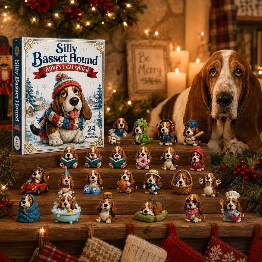 Calendario de adviento de divertidos Basset Hound 2026 – 24 días llenos de sorpresas