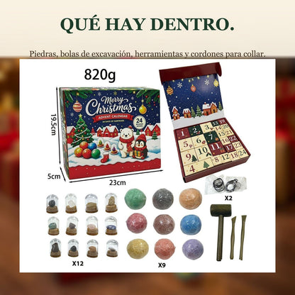 Calendario de Adviento de Excavación de Gemas para Niños, 24 Días de Tesoros Escondidos