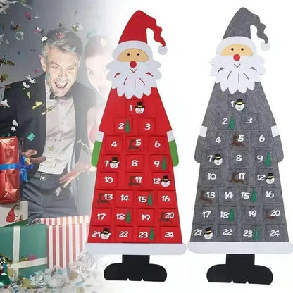 Calendario de Adviento de fieltro con diseño de Papá Noel y 24 bolsillos para niños - Decoración festiva y colorida