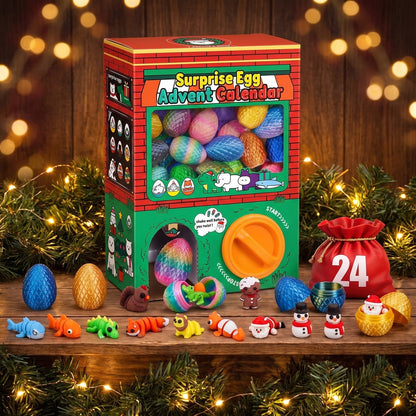 Calendario de Adviento de Huevos Sorpresa, 24 Huevos con Figuras Flexibles Impresas en 3D