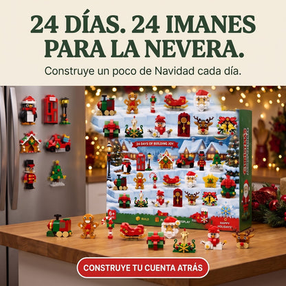 Calendario de Adviento de Imanes para la Nevera, 24 Construcciones de Bloques