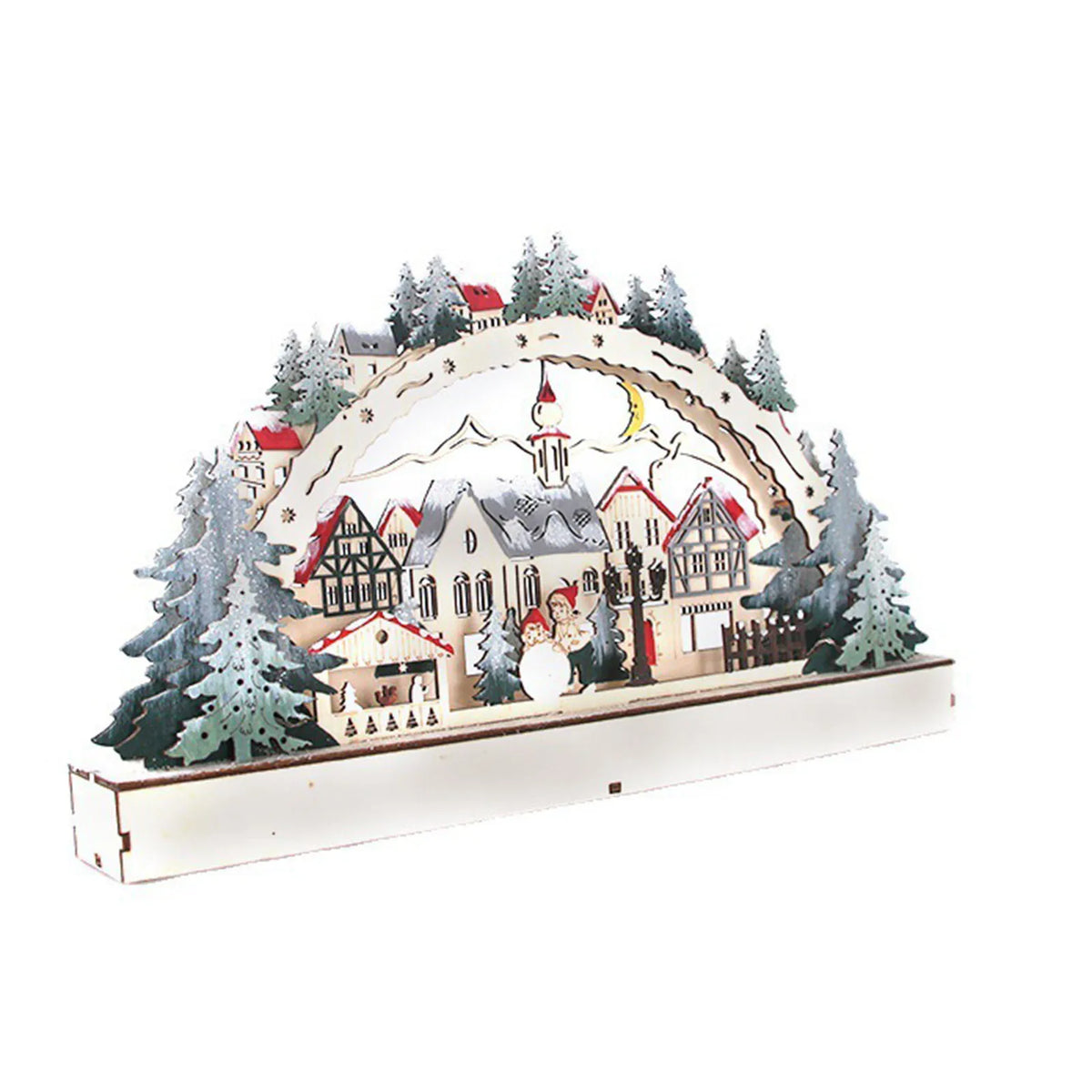 Calendario de Adviento de madera con 24 compartimentos, luz LED cálida y ambiente navideño