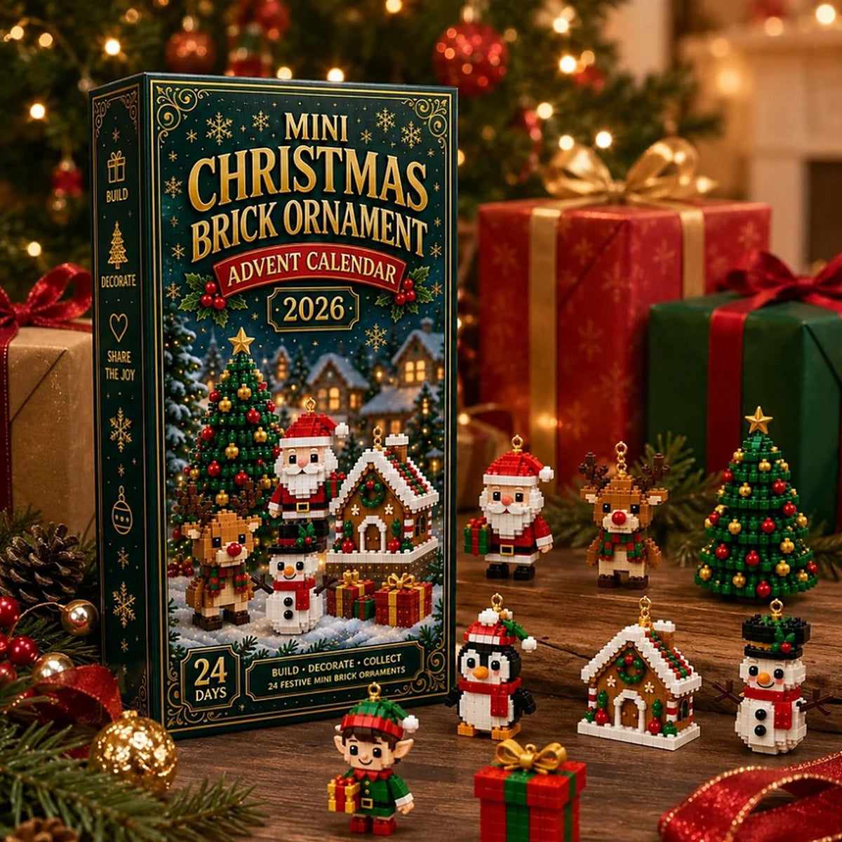 Calendario de Adviento de Navidad con 24 minifiguras navideñas de bloques de construcción