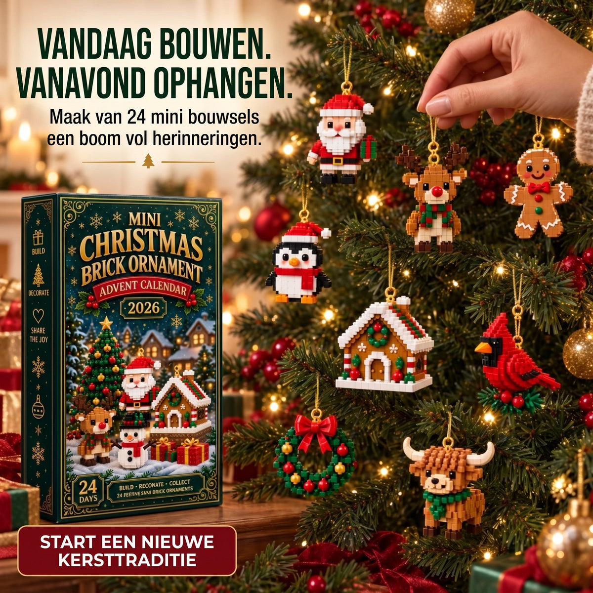 Calendario de Adviento de Navidad con 24 minifiguras navideñas de bloques de construcción