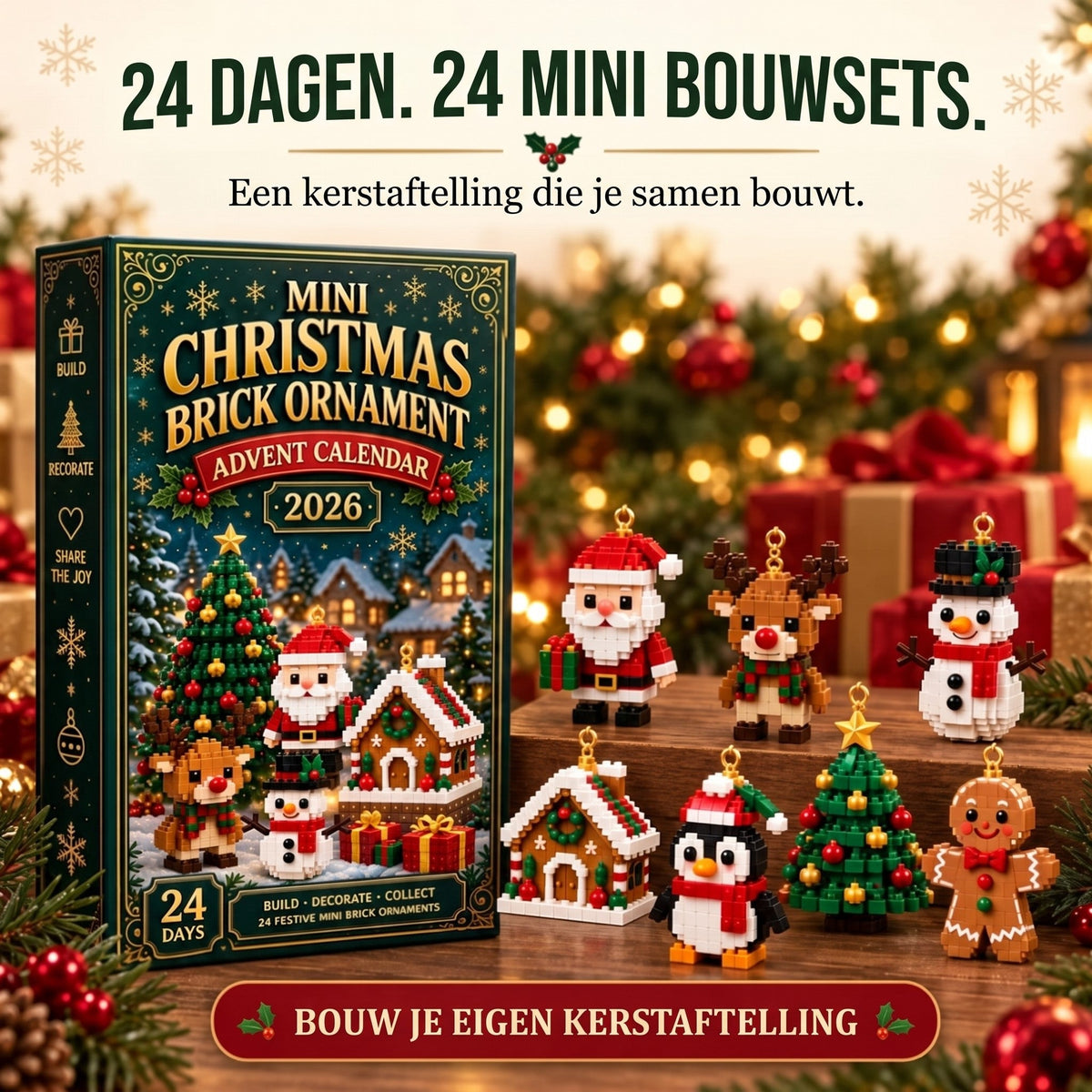 Calendario de Adviento de Navidad con 24 minifiguras navideñas de bloques de construcción