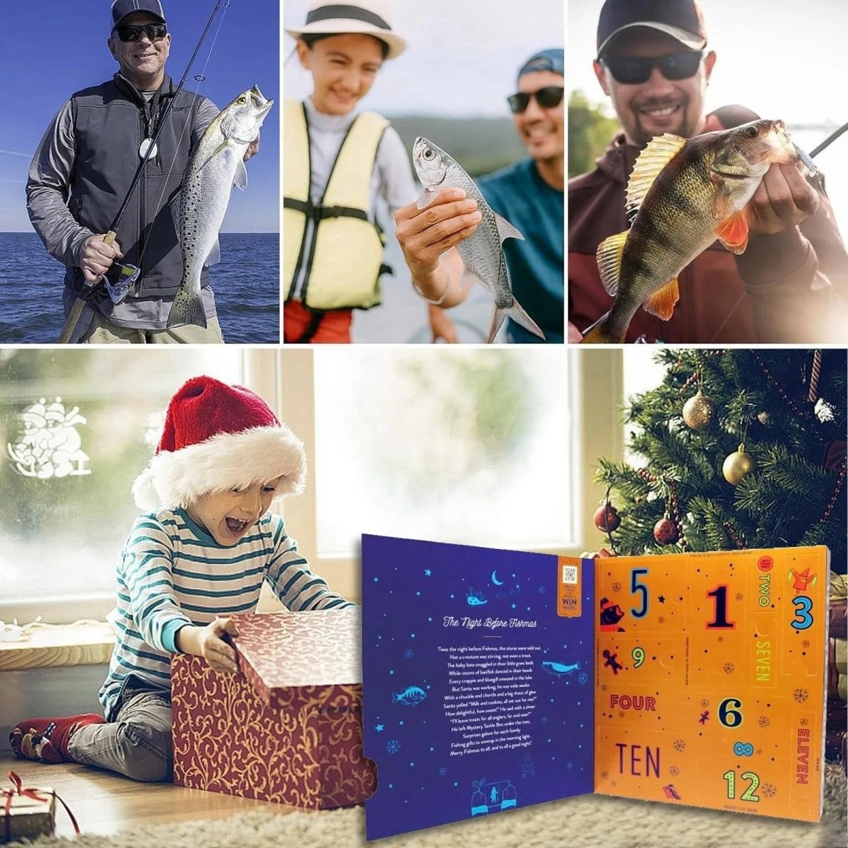 Calendario de adviento de pesca de 24 días con señuelos y herramientas premium
