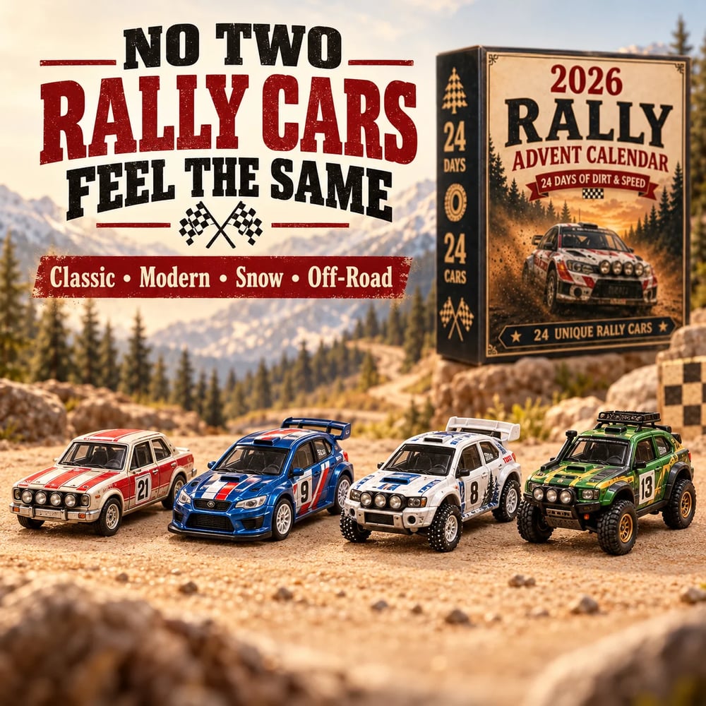 Calendario de Adviento de rally 2026 – 24 días llenos de coches de rally para coleccionar
