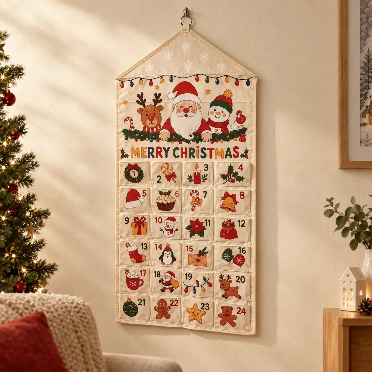 Calendario de Adviento de tela para pared