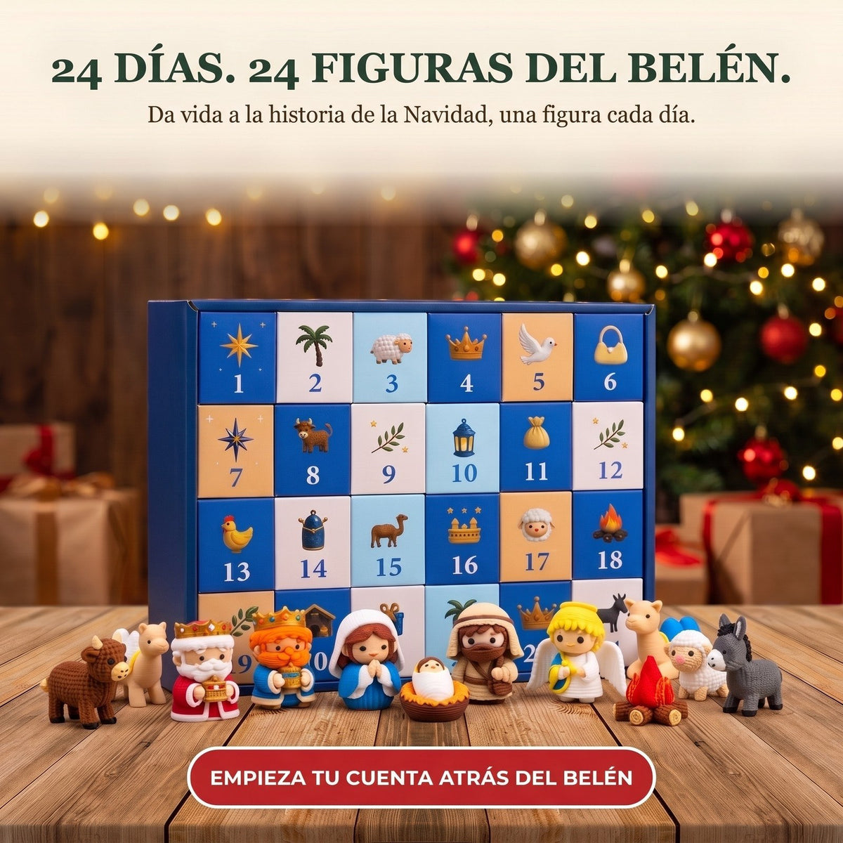 Calendario de Adviento del Belén con 24 Figuras Impresas en 3D