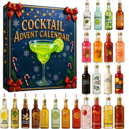 Calendario de adviento festivo de cócteles para cuenta atrás de bebidas