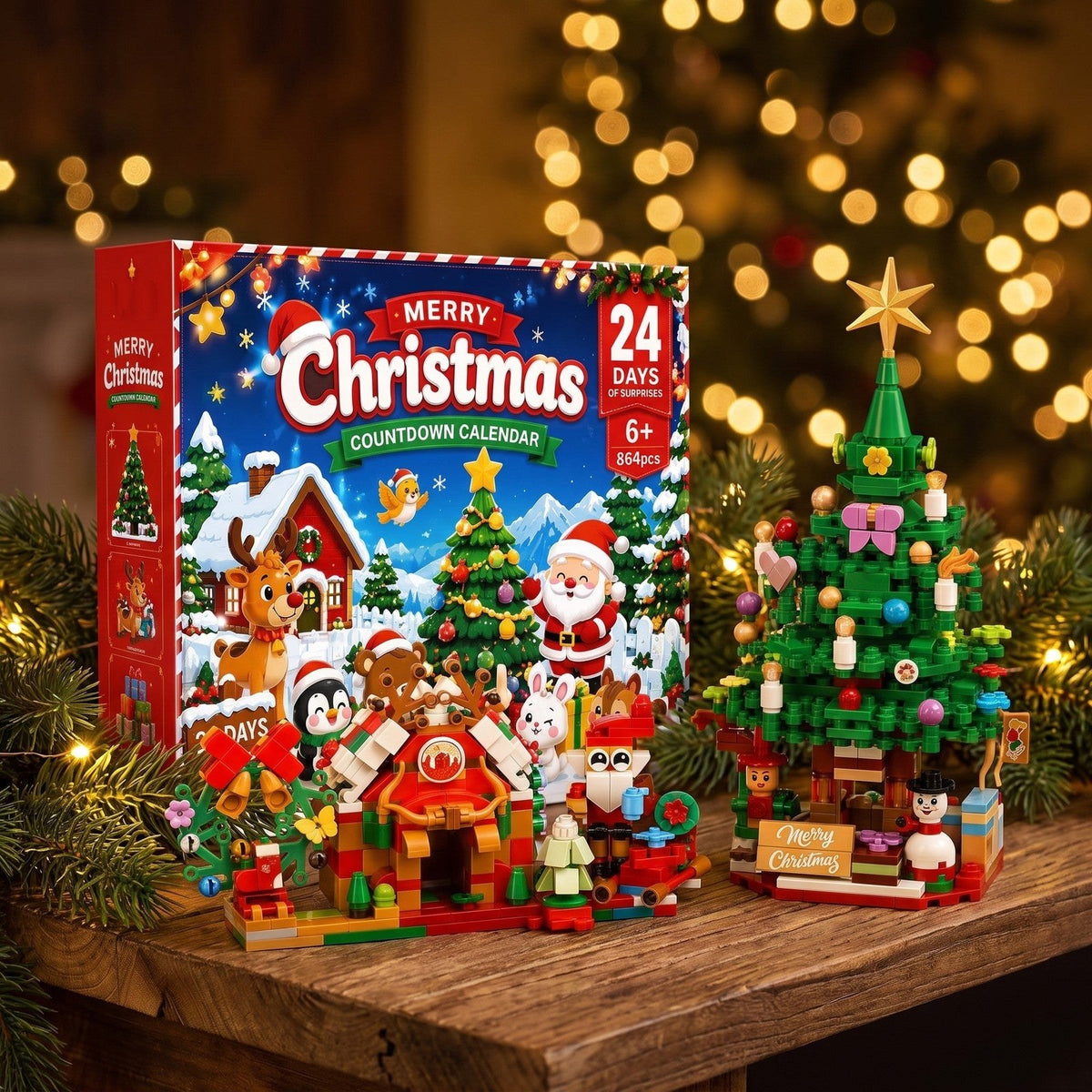 Calendario de Adviento Pueblo Navideño de Bloques, 864 Piezas