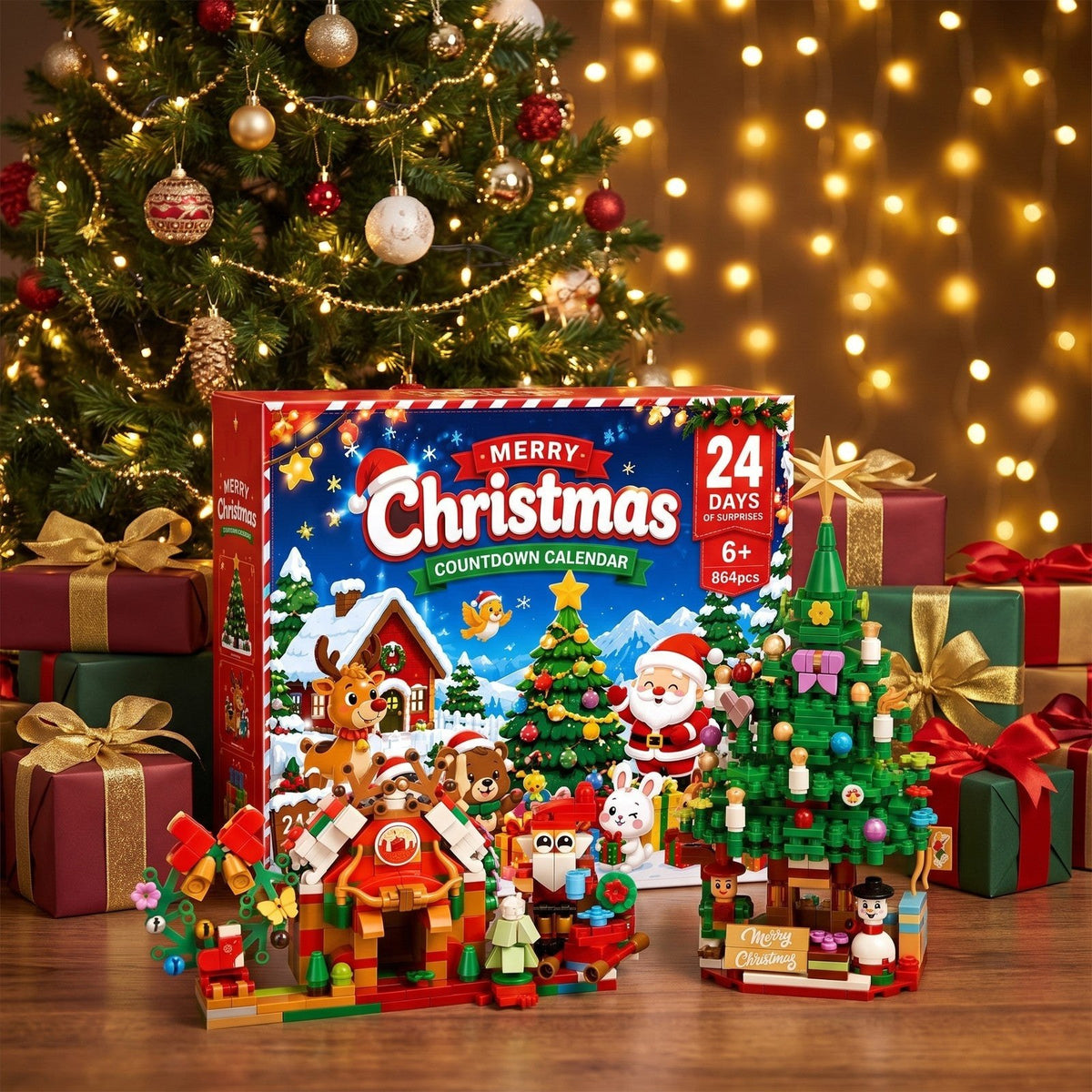 Calendario de Adviento Pueblo Navideño de Bloques, 864 Piezas
