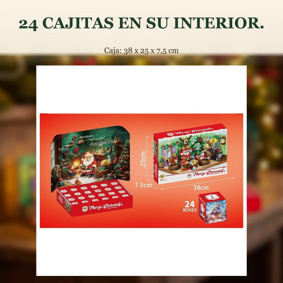 Calendario de Adviento Salón de Navidad, 669 Piezas en 24 Cajitas