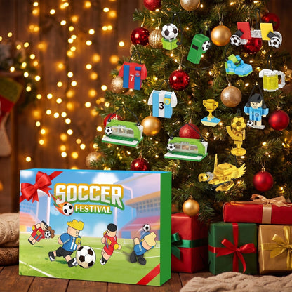 Calendario de Adviento Soccer Festival, 600 Piezas de Bloques para Colgar en el Árbol