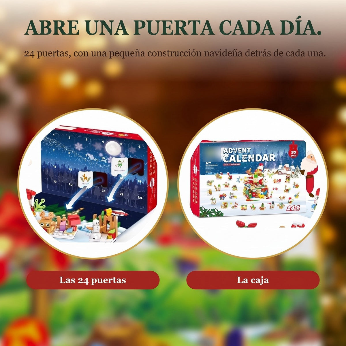 Calendario de Adviento Taller de Papá Noel, 24 en 1, 769 Piezas de Bloques