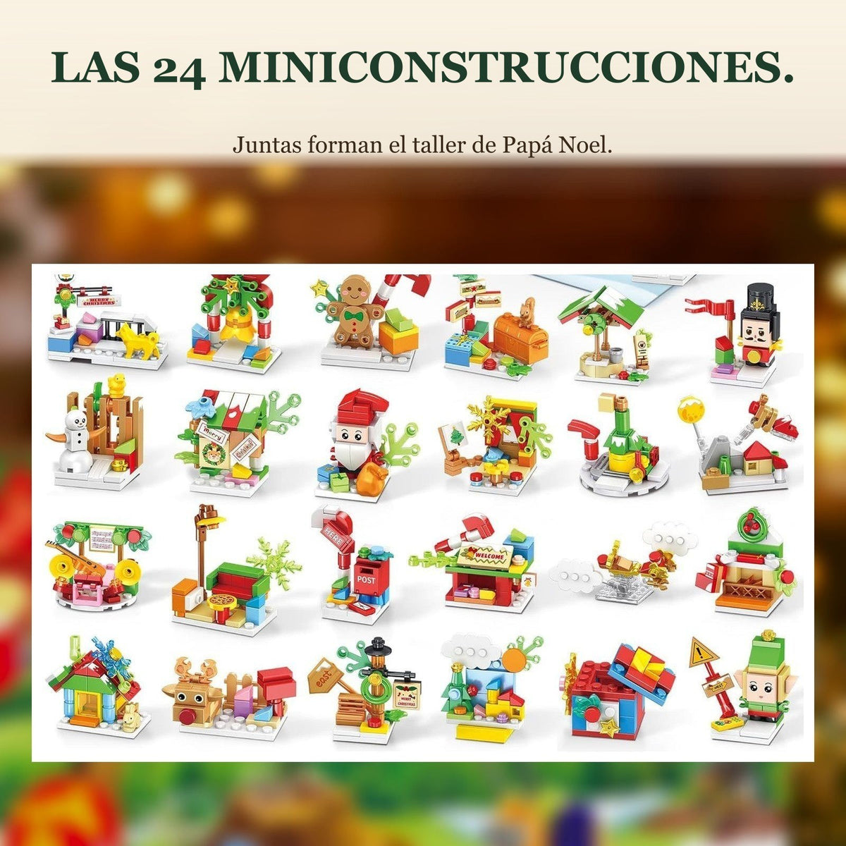 Calendario de Adviento Taller de Papá Noel, 24 en 1, 769 Piezas de Bloques