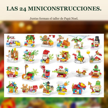 Calendario de Adviento Taller de Papá Noel, 24 en 1, 769 Piezas de Bloques