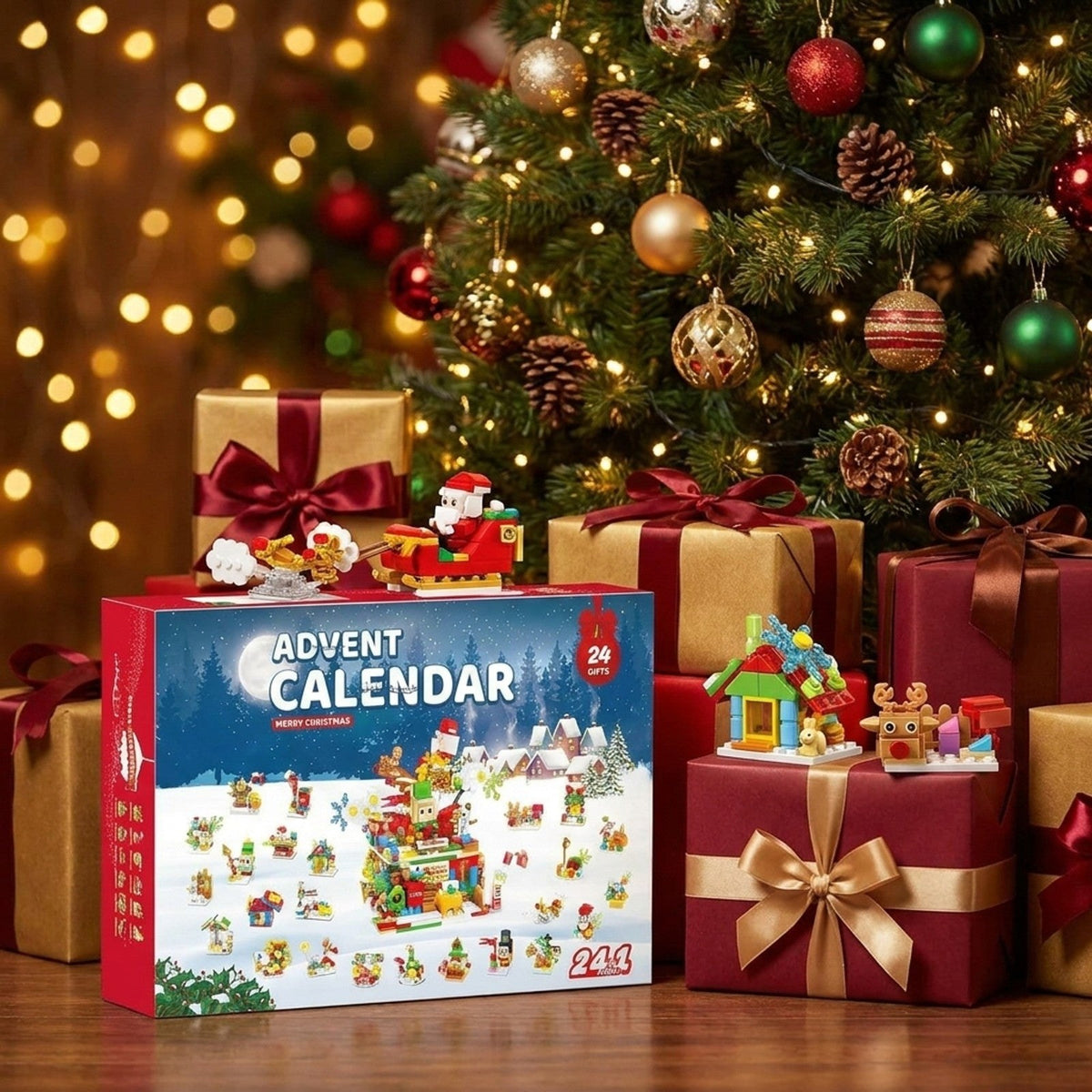 Calendario de Adviento Taller de Papá Noel, 24 en 1, 769 Piezas de Bloques