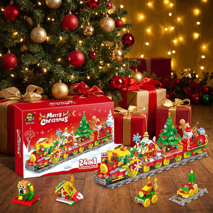 Calendario de Adviento Tren de Navidad 24 en 1, 872 Piezas de Bloques