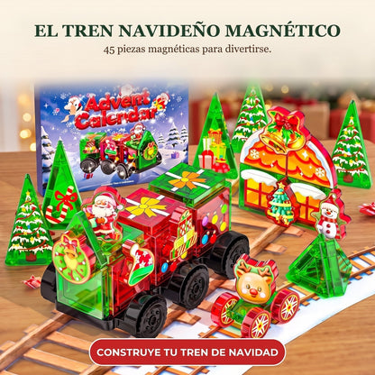 Calendario de Adviento Tren de Navidad con Piezas Magnéticas, 45 Piezas