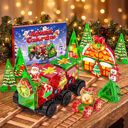 Calendario de Adviento Tren de Navidad con Piezas Magnéticas, 45 Piezas