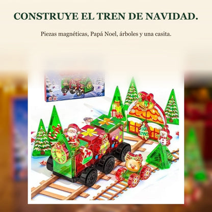 Calendario de Adviento Tren de Navidad con Piezas Magnéticas, 45 Piezas