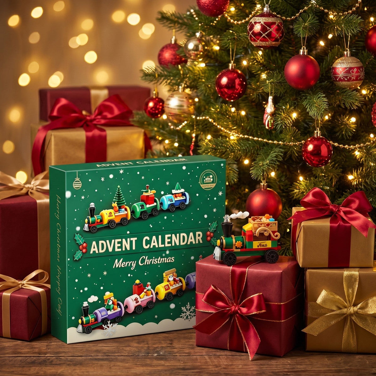 Calendario de Adviento Tren de Navidad de Bloques, 904 Piezas