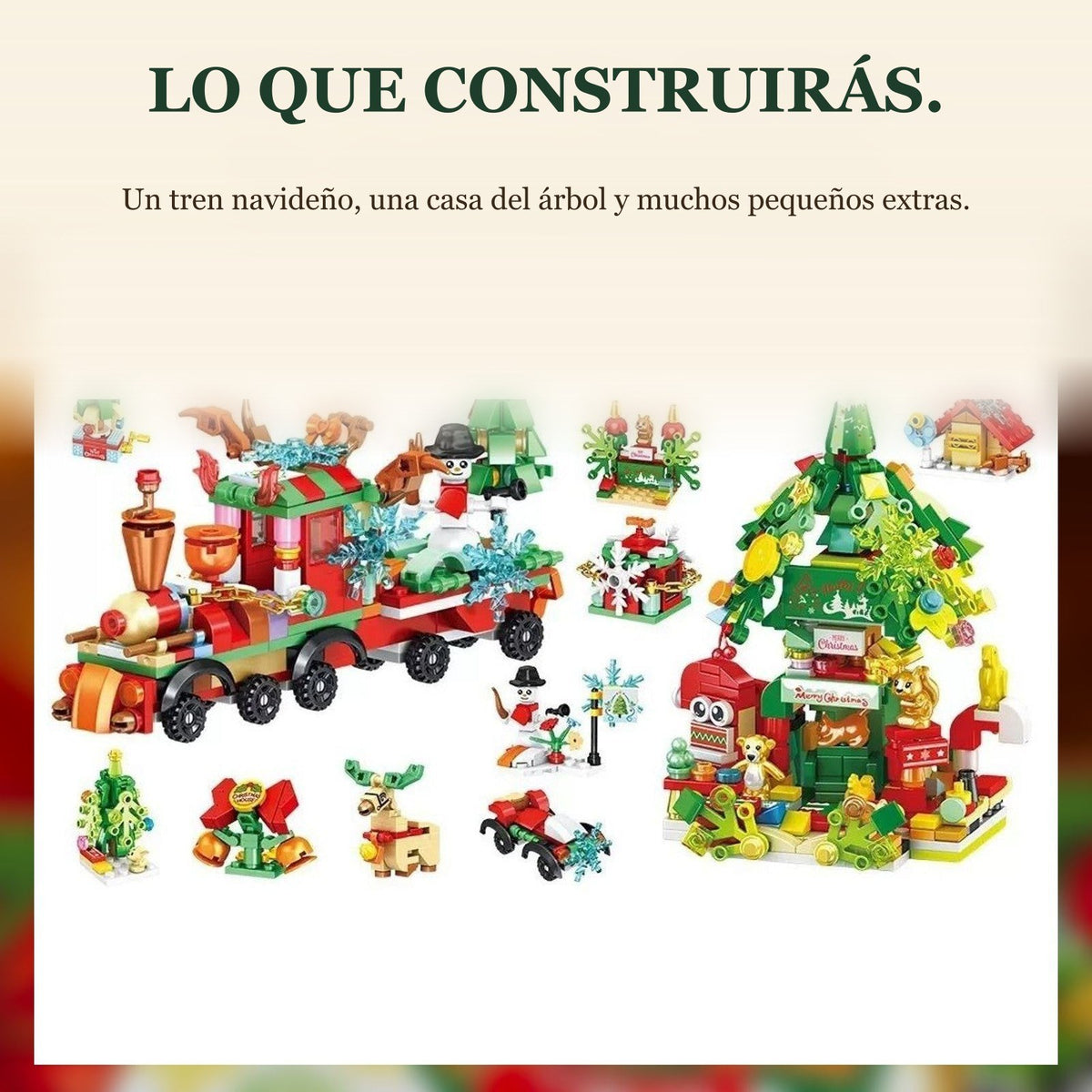 Calendario de Adviento Tren de Navidad y Casa del Árbol, 699 Piezas de Bloques